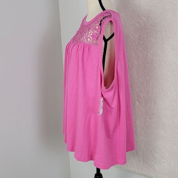 Lane Bryant Pink Pantone Fiji Flower Swing Lace Yoke Tank Top Sz 26/28 NEW - Picture 8 of 13